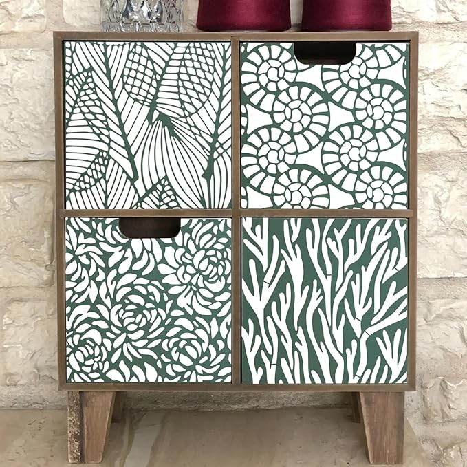 8 Pieces Stencils for Painting Reusable Corals Flowers Leaves Stencils Template Spray Paint Crafts Stencil for DIY Wood Wall Canvas Floor Furniture Crafts