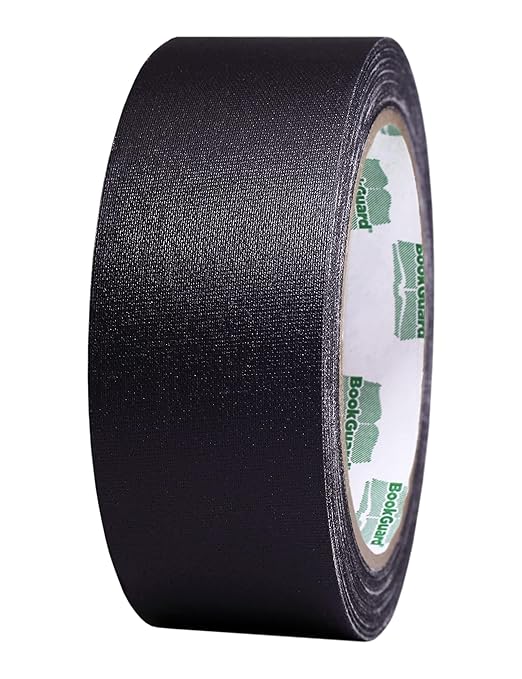 BookGuard 1-1/2 Inch Wide Bookbinding Tape, Ideal for Arts, Office, and Library Supplies, Vinyl Coated Cotton Cloth Book Repair Tape - 15 Yards, Black