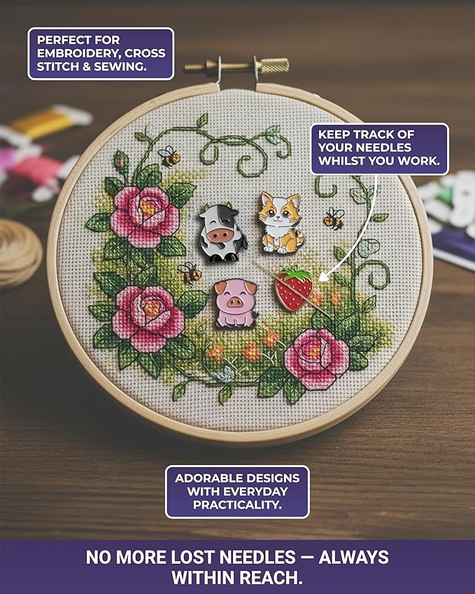 The Quilted Bear Needle Minder - Needle Minder Magnet for Keeping Sewing & Embroidery Needles, Cross Stitch Needles Safe - Stress Free Stitching Cross Stitch Supplies & Embroidery Supplies (Dog Paw)