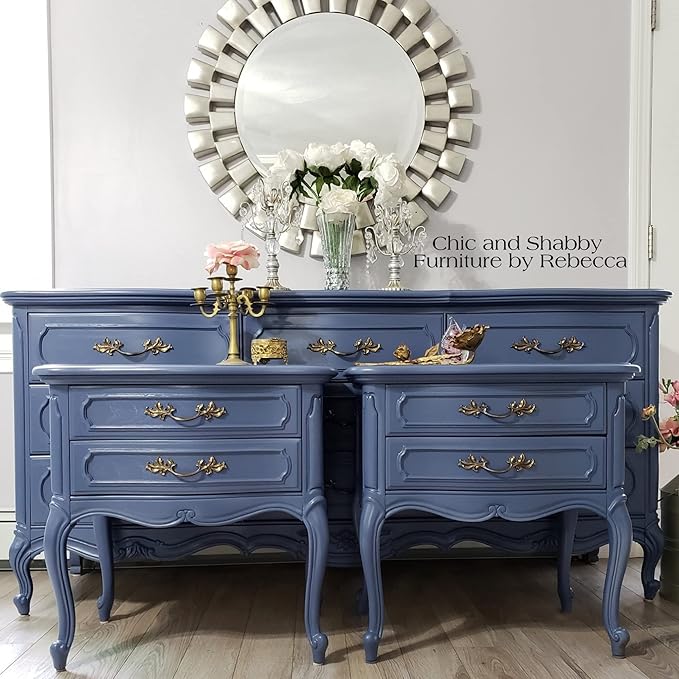 Dixie Belle Paint Company Chalk Finish Furniture Paint - Yankee Blue (8oz) - Matte Cool Navy Chic Chalk Mineral DIY Furniture Paint