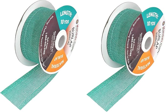 Mandala Crafts Turquoise Burlap Ribbon 1.5 Inches Wide Jute Ribbons for Crafts - 20 Yds Roll Rustic Burlap Wrap Trim Ribbons for Wreaths Bows Wedding Party Decoration
