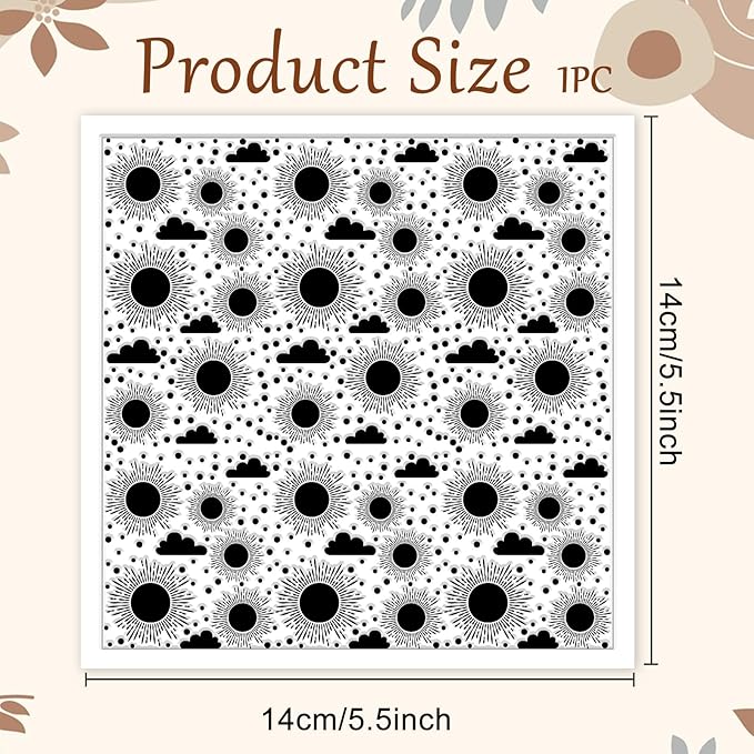 CHGCRAFT Sun and Cloud Polymer Clay Texture Sheets Geometric Pattern Silicone Texture Stamp Clay Texture Mat Modeling Pattern Pad Sheets for Jewelry and Earrings Tools, 5.5x5.5 inch
