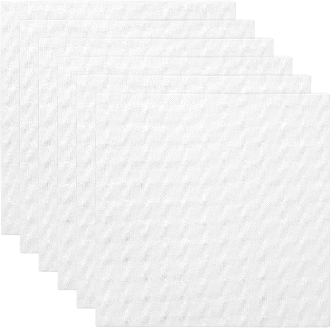 PATIKIL 10x10 Canvas Boards for Painting, 6 Pack 100% Cotton Square Triple Primed Stretched Blank Art Canvas Panel Bulk Thin for Acrylic, Oil, Tempera Paints, White