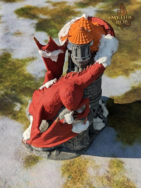 Dragon 3D Printed Dice Tower - Mythic Roll Collection - Unchained Games - Ascend to New Heights with your Rolls! (16.) Silk-Black Cherry)