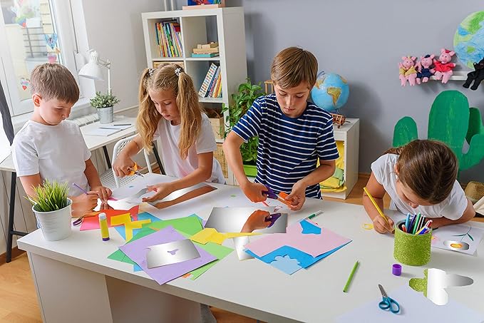 Adhesive Mirror Sheet 6 x 9 Inches Flexible Mirrors Sheets (8 Pack) | Non-Glass Self Adhesive Stick on Mirror Tiles | Cut Mirror Paper to Size, Peel and Stick, Great for Crafts and Mirror Wall