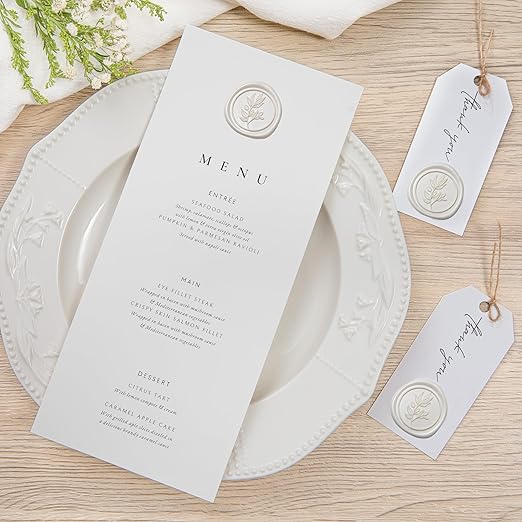 PONATIA Ivory Wax Seal Stickers - Wedding Envelope Seal Stickers, 50 Pcs Self- Adhesive Wax Seals, Perfect for Invitation Cards, Christmas Cards, Gift Wrapping, Party Menu Decor