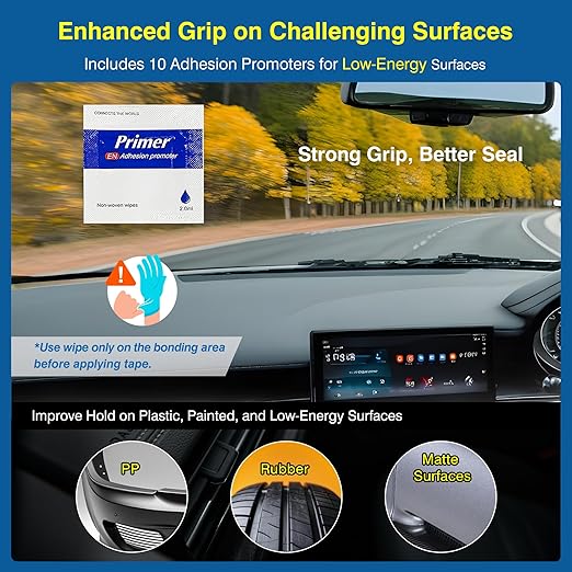 Tapsi Heavy Duty Double Sided Foam Mounting Tape – 0.4" x 36 FT Automotive-Grade Tape with Adhesion Promoters for Plastic Surfaces (0.4" x 36 ft)