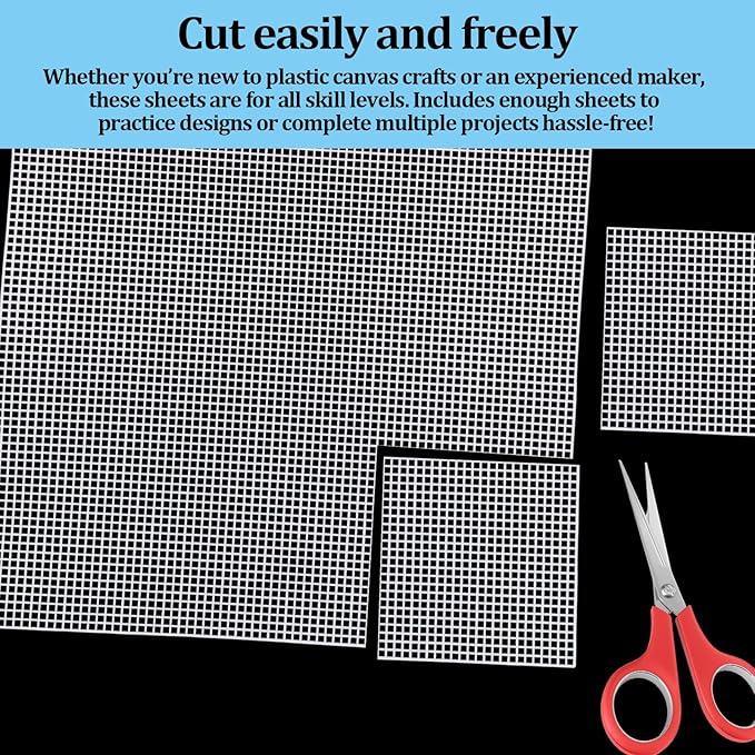 Plastic Canvas Sheets 13.4” x 10.4” Per Sheet, 2.5mm Mesh (About with 7 Holes per inch) Easy-to-Cut Needlepoint Canvas for Cross Stitch, Embroidery, DIY Crafts & Aquarium Dividers (4 Piece)