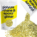 Hemway Glitter for Resin 100g Sand Gold Metallic Crystals for Epoxy Craft Super Chunky Flakes Tumblers Wax Melt