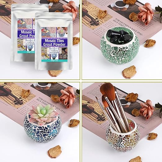 Mosaic Grout, Mosaics Tile Tools, Mosaic Tile Accessories – Essential for Handmade Grouting and Perfect for DIY Craft Projects (Gray, 250G)