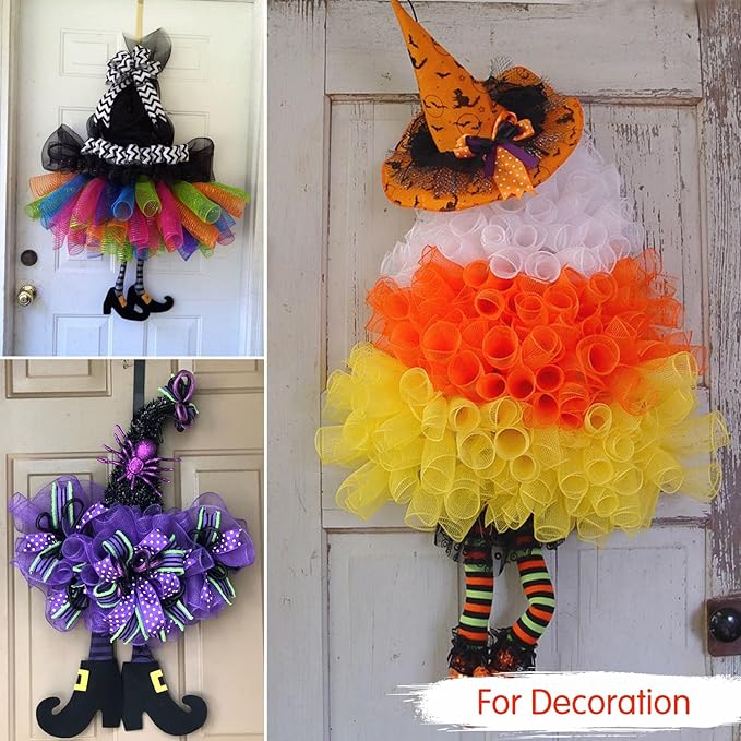 TONIFUL 10 Inch 3 Rolls Black/Orange/Purple Decorative Mesh Ribbons, Fabric Mesh for Tree Home Front Door Wreaths Decorations Supplies, for Halloween Decorations（3 Colors, 10yards/ roll）