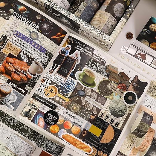 Vintage Washi Tape Set - 24 Rolls Arts Adhesive Tapes Assorted Retro Decorative Masking Tape Sets for Craft, Kids, Scrapbook, DIY, Gift Wrapping (3-Ocean Odyssey)