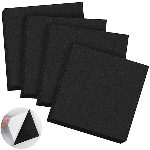 ToLanbbt 4 PCS Adhesive Foam Padding Sheets Closed Cell Neoprene Foam Sheet 3/4" Thick, 12" x 12" Self Stick Insulation Anti Vibration Pads Anti-Slip for Furniture, Cars, Speakers, DIY