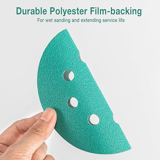 5-Inch 8-Hole Wet Dry Sanding Discs 1000 Grit, Polyester Film Backed Heavy-Duty Hook and Loop Sandpaper for Random Orbital Sander, 50-Pack