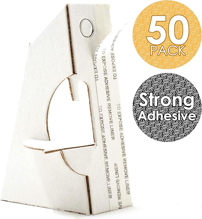 Golden State Art, 3 Inch Self Stick Easel Back, Cardboard Stand, Single Wing, Archival Quality, Display Posters Pictures Brochures, Easy and Fast Application (Pack of 50) White, Made in USA