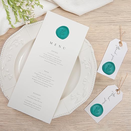 PONATIA Teal Green Wax Seal Stickers - 50 Pcs Self- Adhesive Wedding Envelopes Wax Seals Perfect for Invitation Cards, Envelopes, Christmas Cards, Gift Wrapping, Party Menu Decor