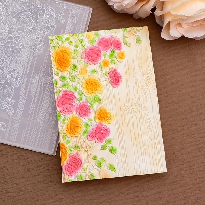 BAOFALI 3D Embossing Folder for Card Making,Beautiful Flower Plastic Texture Fades Embossing Folder Template for Scrapbooking Cardstock Album DIY Decoration Paper Crafting 6.3x4.5inch