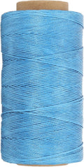 PATIKIL 284 Yard Flat Waxed Thread 150D 1mm Leather Sewing Cord for Repairing Shoes Bags Wallets Jewelry Making DIY Leather Craft, Sky Blue