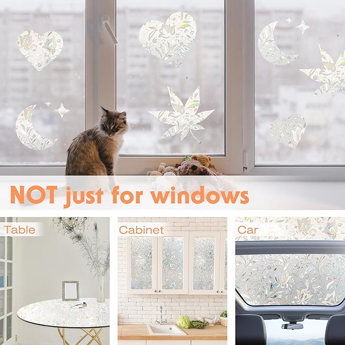 Hilarious Privacy Window Film, Tulip Window Vinyl, Stained Glass Static Stickers, 3D Decorations for Glass Windows, Removable Window Covering, Adhesive-Free Stickers (35.4'' x 78.7'')