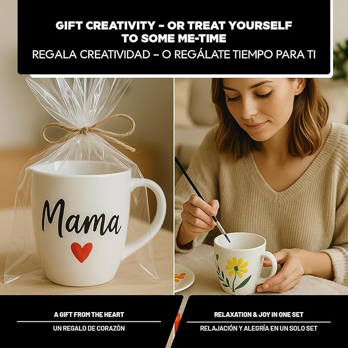 Ceramic and Porcelain Paint Set 6 x 1.52 fl oz - Metallic Magic – Dishwasher Safe – Perfect for Mug, Tile & Creative DIY Projects