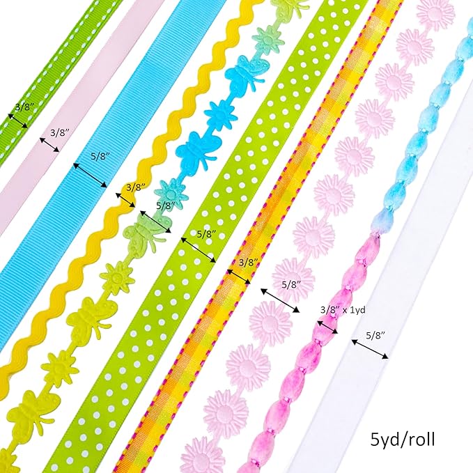 LaRibbons Pastel Ribbons for Crafts 10 Rolls Assorted Ribbon for Gift Wrapping, Hair Bows, DIY Crafts, Home Decor 46 Yards