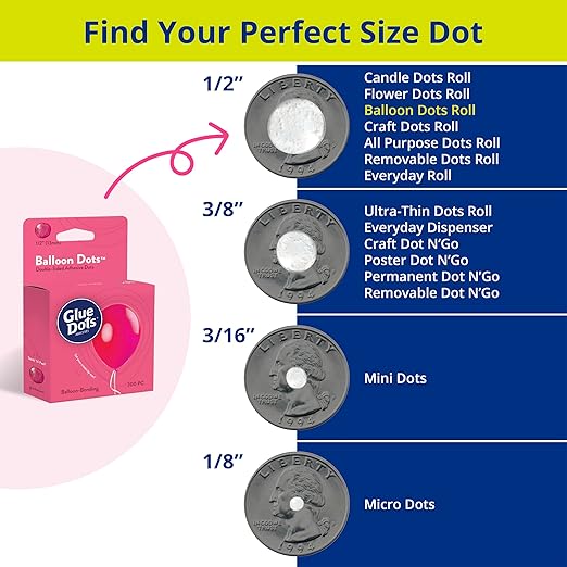 Glue Dots, Balloon Dots, Double-Sided, Permanent, 1/2", 3-Pack, 900 Total Dots, DIY Balloon Arch Decoration, Glue Tape for Party Wedding Birthday, Glue Stick and Tape Alternative, Clear