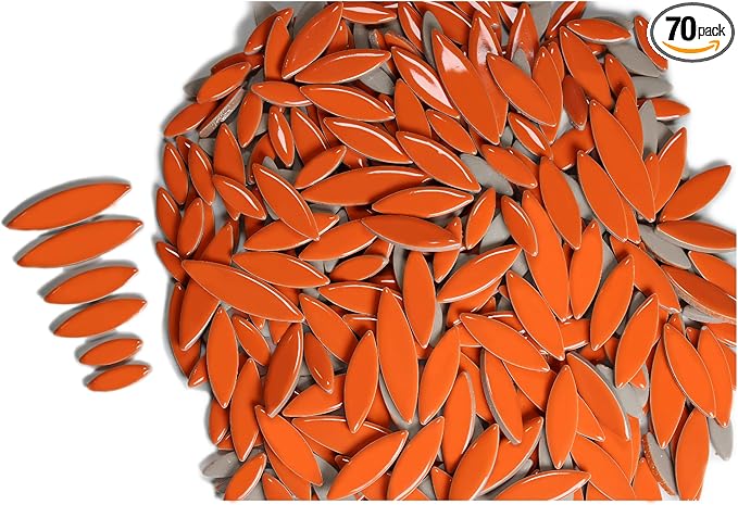 VerzTile Mosaic Tiles for Crafts - Petal Shaped Ceramic Tile Craft Hobbies & Art Projects 39 Color Options Endless Creativity DIY Design (Neon Orange)