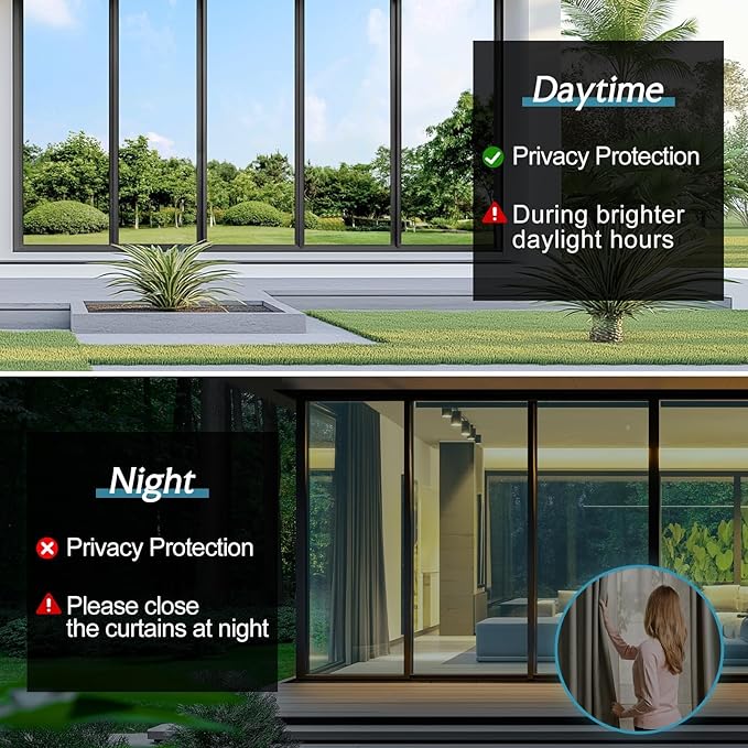 DOWELL One Way Window Privacy Film with 3 Tools Window Tint for Home Sun Blocking Heat Control Anti UV Reflective Mirror Covering See Out Not in for House and Office Silver 17.5" X 78.7"