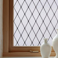 Window Privacy Film Decorative for Front Door, Bathroom Static Cling Stained Glass Sticker Opaque Heat Control UV Blocking Non-Adhesive for Home,Black Grid 17.5 x 78.7 inches