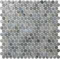 Mixed Gray Penny Round Mosaic Glass Tile – Sample Swatch- 4"x5" - Luxurious Design for Bathroom Walls, Kitchen Backsplash, Shower Walls - Elegant Wall Decor - NOT Peel and Stick Tile