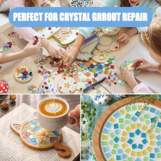 Mosaic Crystal Grout, Mosaics Tile Tools, Mosaic Tile Accessories – Essential for Handmade Grouting and Perfect for DIY Craft Projects (White, 17.6oz)