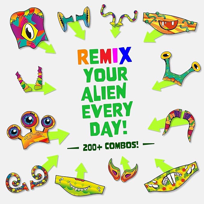 JUNKO Create Your Own Alien Craft Set | Build and Color STEAM Toy for Kids | Boys & Girls Ages 6–10 | Fun for Parent & Child | Rainy Day Activity