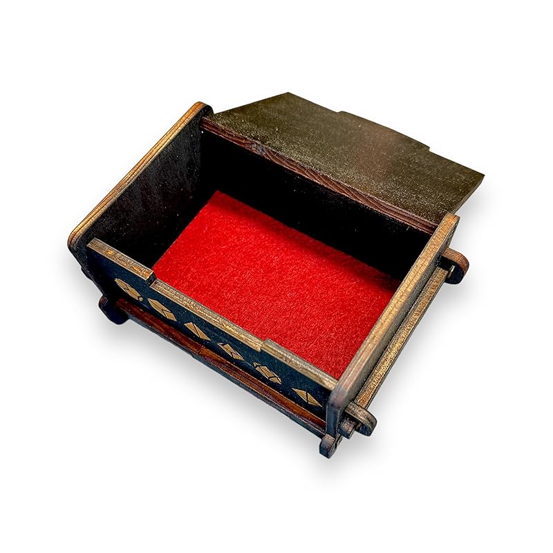 Dice Box - BLACK - 6x4x3 Also holds jewelry and great for desks and desk top items (Goblin)