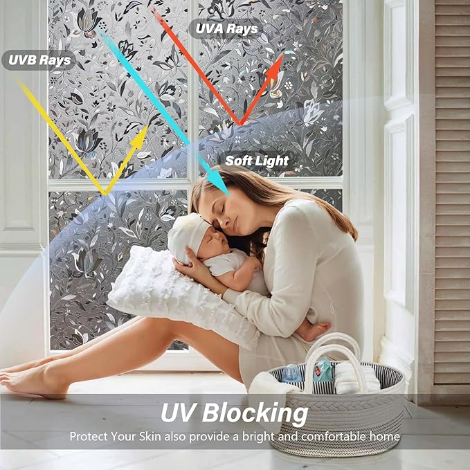 LEMON CLOUD Window Film, Decorative Window Privacy Film, Window Film Privacy Static Cling Frosted, Anti-UV Sun Blocker Heat Control for Home(Grayish Black, 23.6 x 78.7 inches)
