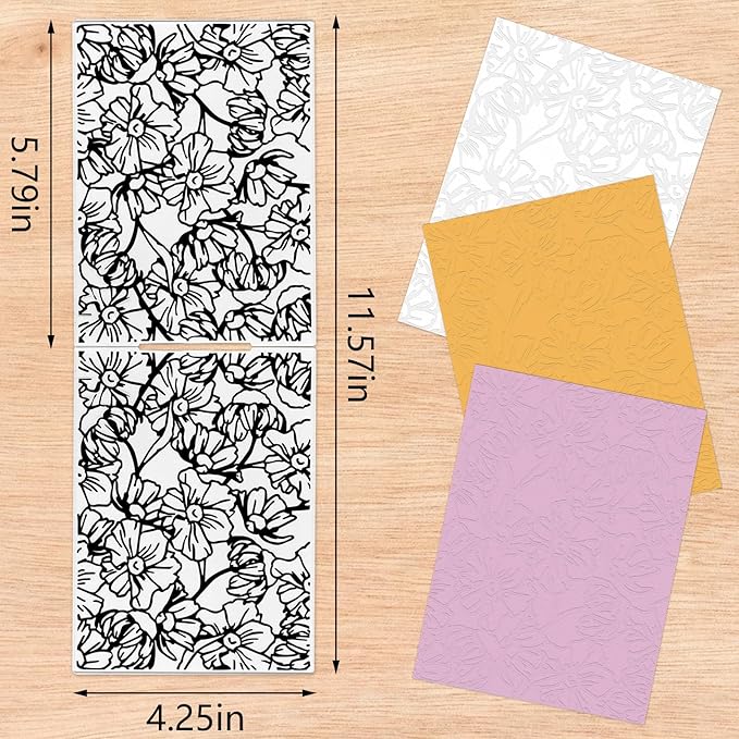 Daisy Flower Background Embossing Folder, Plastic Textured Impressions Chrysanthemum Embossing Folder Template for Card Making Summer Spring Scrapbooking Paper Craft Album Stamps DIY Décor