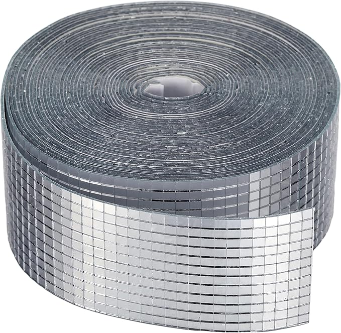SATINIOR 24000 Pcs Disco Ball Mirror Tiles Self Adhesive for Crafts 5 x 5 mm Small Disco Tape Ball Stickers Square Mosaic Tiles Mirror Pieces for DIY Craft Party Decor