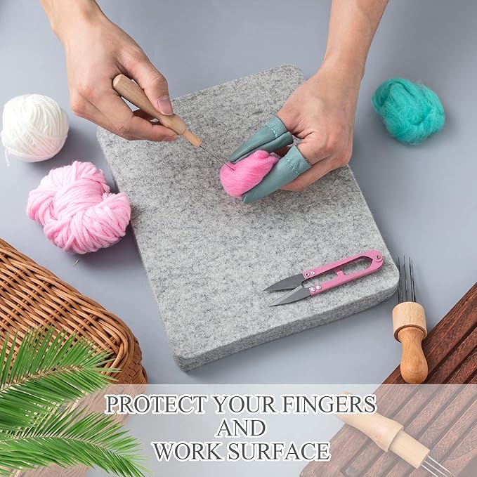 Amylove 8 Pcs Needle Felting Pad Needled Felting Mat Wool Supplies Thick Firm Base Woolen Block for Beginners Crochet Knitting Projects Kit Tool, Gray (8 x 10 x 1 Inch)
