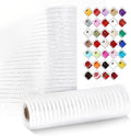 2 Rolls Mesh Ribbon for Wreaths 10 Inch x 30 Foot Wreath Mesh Rolls with Metallic Foil for Easter Christmas Party Wedding Home Decor DIY Craft Projects and Gift Wrapping (White/Sliver)