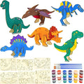 Vileafy Wooden Dinosaur Crafts for Kids Ages 4-8, 3D DIY Painting Kit with 6 Dinosaurs, Brushes & Paint -Arts and Crafts - Preschool Activity and Gift for Boys and Girls