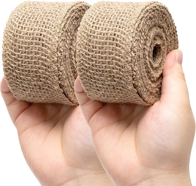Burlap Fabric Roll - 10 Yards Natural Jute Fabric Ribbon for DIY Gift Wrapping Craft Projects Wedding Christmas Home Decoration (5 cm, 2 in)