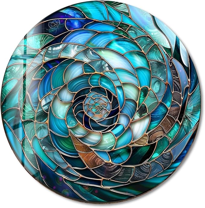 My Photostation.com 27.5''(70cm) Diameter Ocean Vortex Spiral Round Glass Wall Art Tempered Glass Printing Wall Decor Large Wall Art Wall Hangings