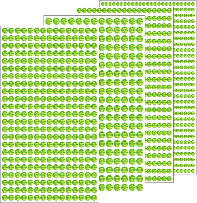 1799 Pcs 4 Sheets Rhinestone Stickers 3/4/5/6 mm Self Adhesive Rhinestones Gems for Face Eyes Makeup Hair Body (green-3/4/5/6mm)