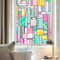 3D Stained Glass Window Privacy Film, Heat Control UV Blocking Static Cling Decorative Window Film for Bathroom,Front Door,Home Non Adhesive,23.6 x 35.4 inches Vibrant Reverie
