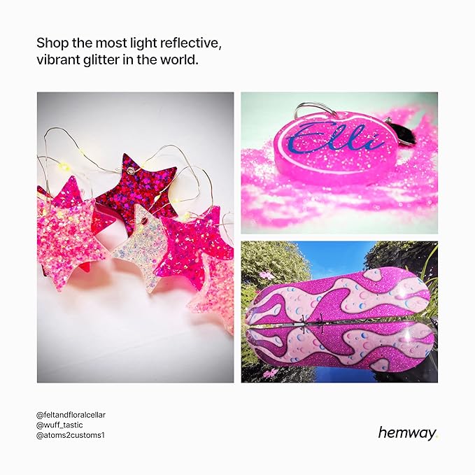 Hemway Glitter for Resin 100g Rose Gold Holographic Metallic Crystals for Epoxy Craft Super Chunky Flakes Tumblers Wax Melt