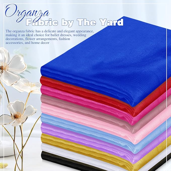 VACVELT Sheer Organza Fabric by The Yard, 60 Inch Wide Royal Blue Organza Fabric Bolt Bridal Sheer Tulle Fabric, Silk Organza Roll for Wedding Party Decorations Backdrop Curtain (10 Yards)