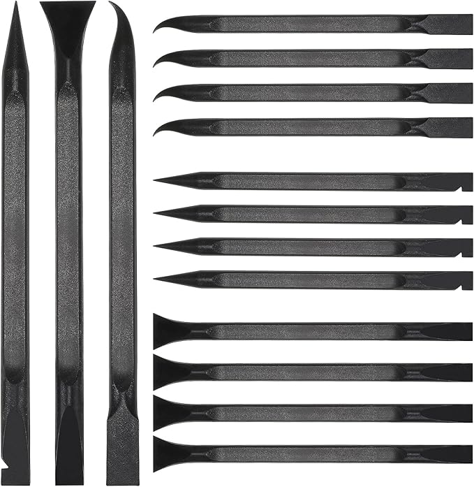 Minatee 18 Pieces Non-scratch Plastic Scraper Tool Multi-purpose Carbon Fiber Pen-shaped Plastic Scraper for Cleaning Small and Narrow Space(Black)