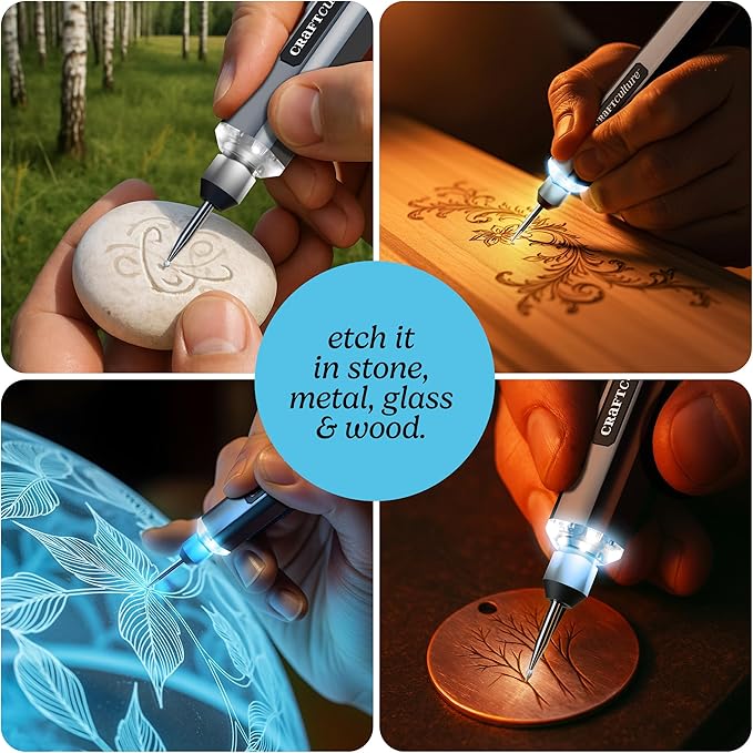 EtchMate Engraving Pen for Metal, Wood, Glass, Plastic & All Materials - Engraver Pen Tool - Teen Boy Gifts - Unique Gifts for Women, Teenage Girl - Cool Christmas Gift Ideas - Craft Kits for Adults