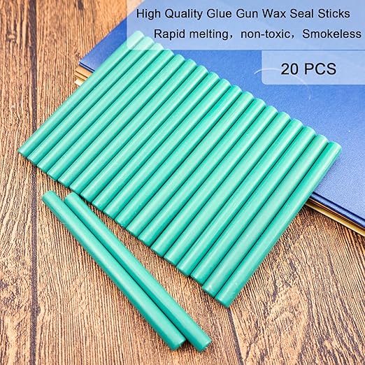 Wax Seal Stick, Ioggtser 20PCS Mini Glue Gun Wax Seal Stick for Wax Seal Stamp, Sealing Wax Sticks for Wedding Invitations, Cards, Envelopes (Olive Green)