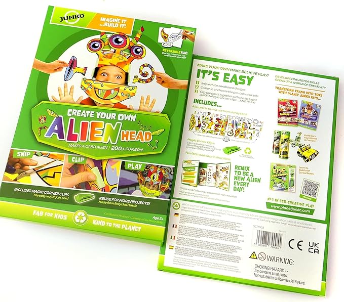 JUNKO Create Your Own Alien Craft Set | Build and Color STEAM Toy for Kids | Boys & Girls Ages 6–10 | Fun for Parent & Child | Rainy Day Activity