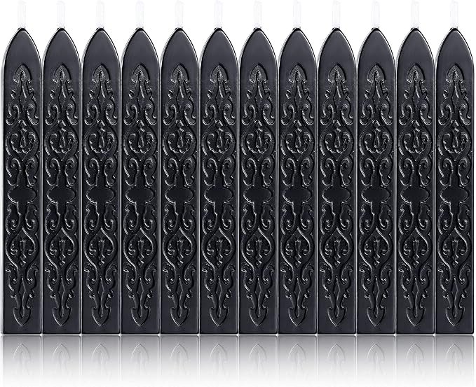 Yoption 12 Pcs Sealing Wax Sticks with Wicks, Antique Black Totem Fire Manuscript Seal Wax for Wax Seal Stamp (Black)